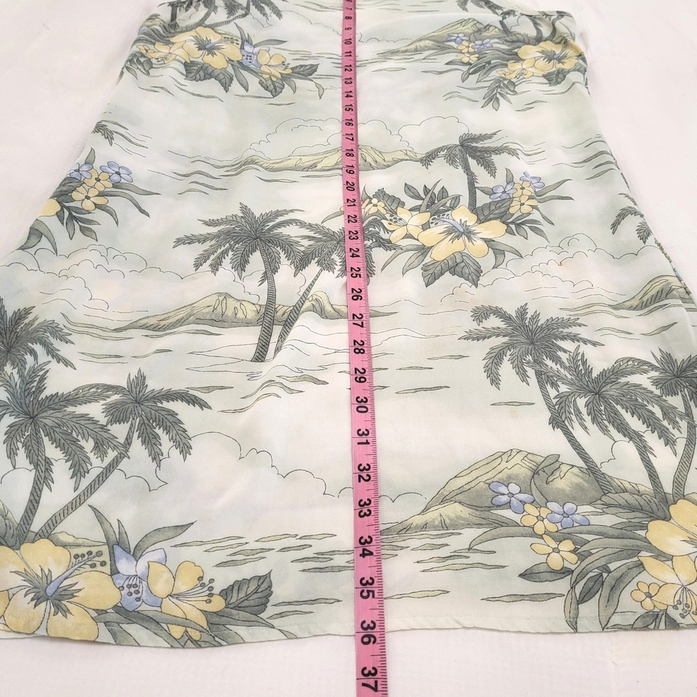 Tommy Bahama Tropical Palm Tree Hibiscus Rayon Shift Dress White Green L - Picture 8 of 8